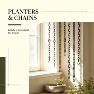 Hanging metal planters and chains