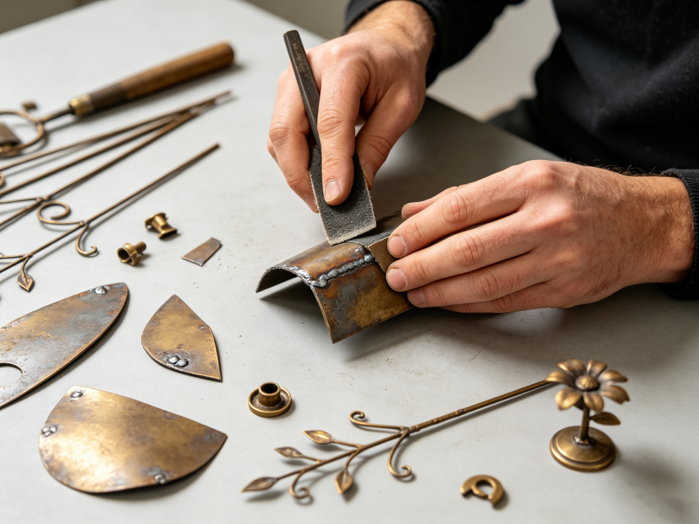 Hand finishing custom metal garden decor