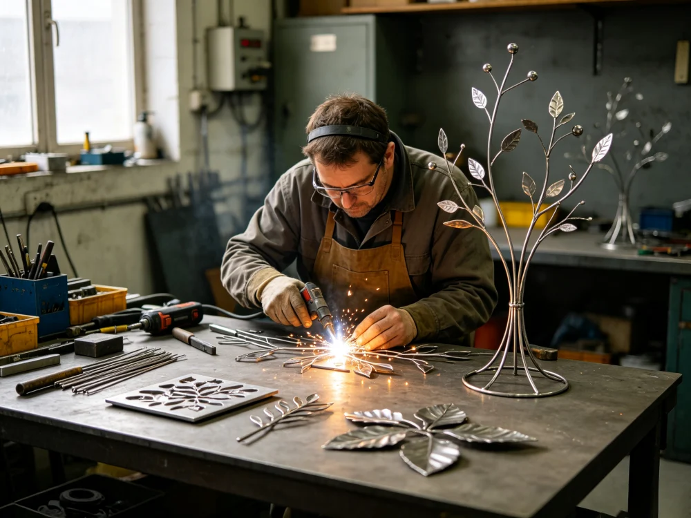 Metal garden decor workshop craftsmanship