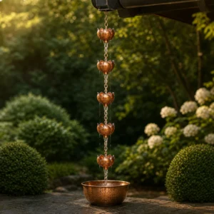 Lotus Cup Copper Rain Chain wholesale product by Wolunwo