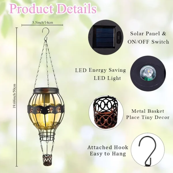 61kIXeWZ-7L OEM Iron Solar Hanging Lantern